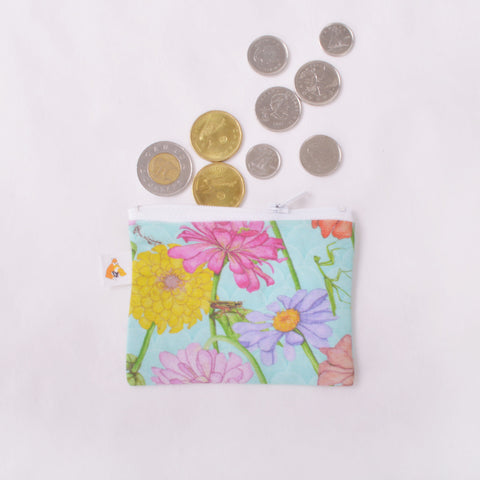 Coin Purse - Zinnia and Garden Insect